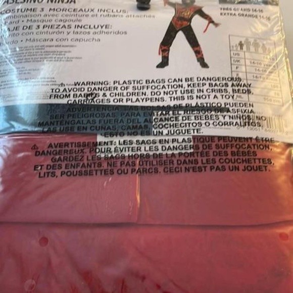 BRAND NEW youth boy red ninja assassin halloween costume size XL 14 - 16 - Picture 6 of 7